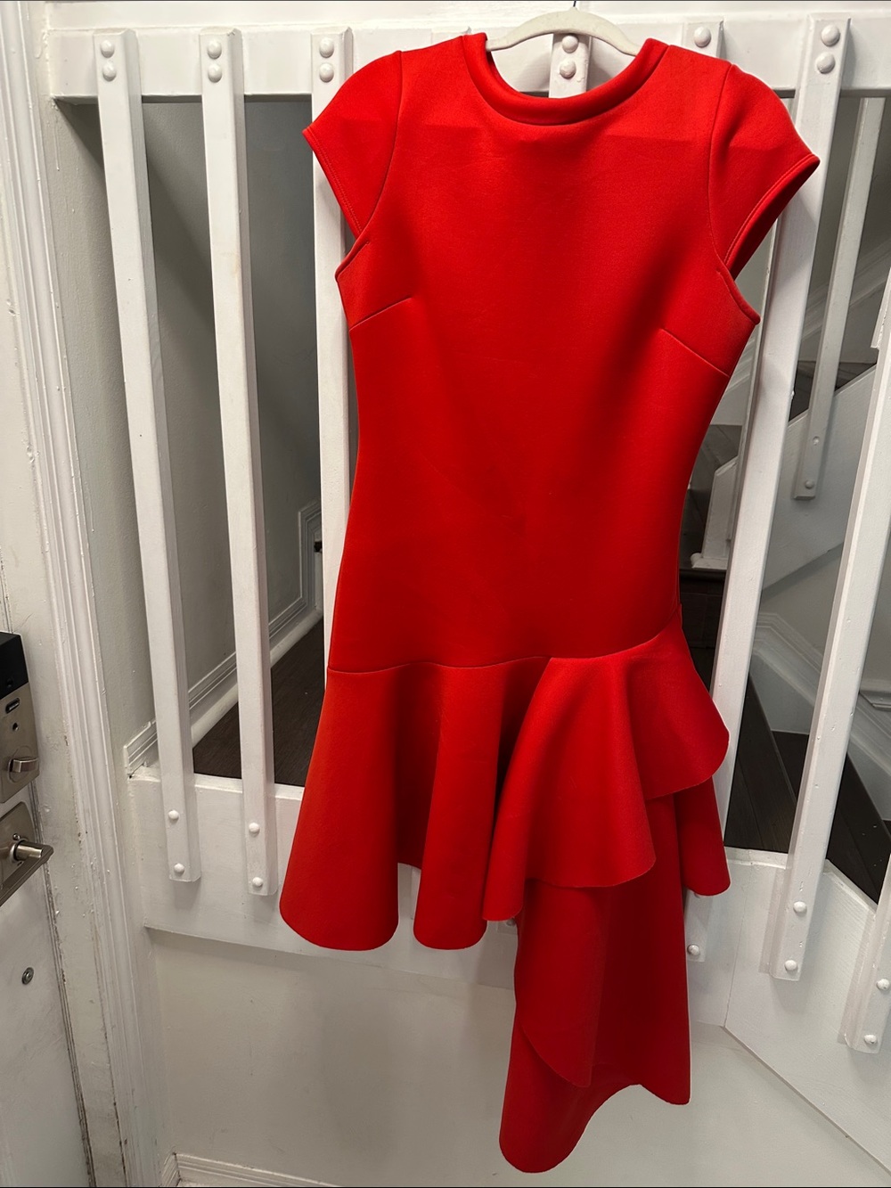 Jasmine Bright Red Asymmetric Ruffle Dress for Girls
